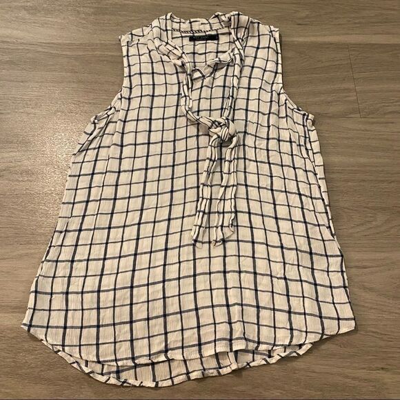 Max jeans checkered sleeveless blouse large - Picture 1 of 7
